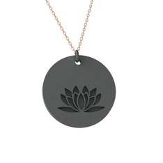 Doğum Çiçeği Lotus Kolye - 925 ayar siyah rodyum kaplama gümüş kolye (40 cm rose altın rolo zincir) #18tfgsy