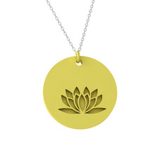 Doğum Çiçeği Lotus Kolye - 14 ayar altın kolye (40 cm beyaz altın rolo zincir) #1izj51c