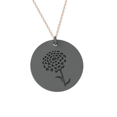 Kadife Çiçeği Kolye - 925 ayar siyah rodyum kaplama gümüş kolye (40 cm rose altın rolo zincir) #gt8w8k
