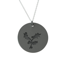 Çobanpüskülü Kolye - 925 ayar siyah rodyum kaplama gümüş kolye (40 cm gümüş rolo zincir) #84j9um