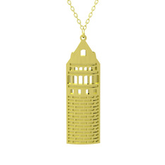 Galata Kulesi Kolye - 925 ayar altın kaplama gümüş kolye (40 cm altın rolo zincir) #pv0skh