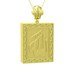 Allah Yazılı Cevşen Kolye - 8 ayar altın kolye (40 cm gümüş rolo zincir) #1u9dcwq
