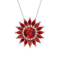 Garnet 14 ayar rose altın kolye (40 cm beyaz altın rolo zincir)