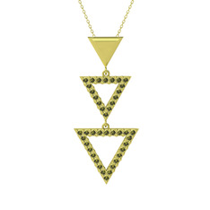 Orya Üçgen Kolye - Peridot 14 ayar altın kolye (40 cm gümüş rolo zincir) #43q5qs