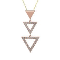 Orya Üçgen Kolye - Swarovski 925 ayar rose altın kaplama gümüş kolye (40 cm altın rolo zincir) #7uj7ti