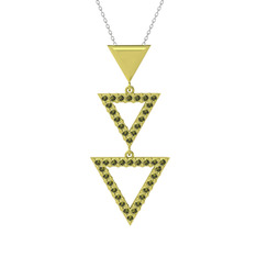 Orya Üçgen Kolye - Peridot 8 ayar altın kolye (40 cm beyaz altın rolo zincir) #9opez4