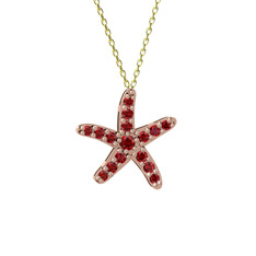 Denizyıldızı Kolye - Garnet 18 ayar rose altın kolye (40 cm gümüş rolo zincir) #11sxqdm