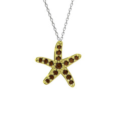 Denizyıldızı Kolye - Dumanlı kuvars 925 ayar altın kaplama gümüş kolye (40 cm beyaz altın rolo zincir) #14u0r5n