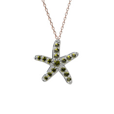 Denizyıldızı Kolye - Peridot 925 ayar gümüş kolye (40 cm gümüş rolo zincir) #16iocwq