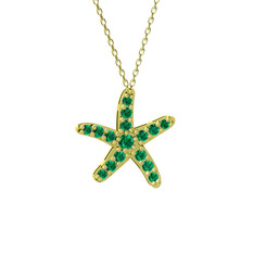 Denizyıldızı Kolye - Yeşil kuvars 8 ayar altın kolye (40 cm altın rolo zincir) #16p882g