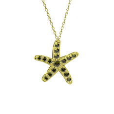Denizyıldızı Kolye - Peridot 925 ayar altın kaplama gümüş kolye (40 cm altın rolo zincir) #175xifj