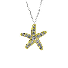 Denizyıldızı Kolye - Pırlanta 18 ayar altın kolye (0.32 karat, 40 cm gümüş rolo zincir) #1cua56z