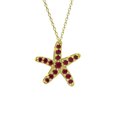 Denizyıldızı Kolye - Kök yakut 8 ayar altın kolye (40 cm altın rolo zincir) #1fh4oh6