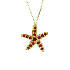 Denizyıldızı Kolye - Garnet 8 ayar altın kolye (40 cm altın rolo zincir) #1h3htym