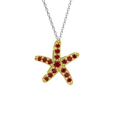 Denizyıldızı Kolye - Garnet 14 ayar altın kolye (40 cm beyaz altın rolo zincir) #1i1zx6