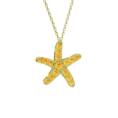 Denizyıldızı Kolye - Sitrin 18 ayar altın kolye (40 cm altın rolo zincir) #1ipdtsd