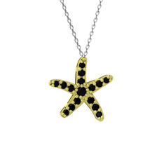 Denizyıldızı Kolye - Siyah zirkon 8 ayar altın kolye (40 cm beyaz altın rolo zincir) #1t3cs1u