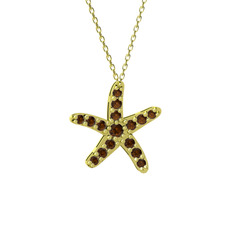 Denizyıldızı Kolye - Dumanlı kuvars 8 ayar altın kolye (40 cm gümüş rolo zincir) #1vs63ey
