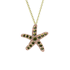Denizyıldızı Kolye - Peridot 18 ayar rose altın kolye (40 cm altın rolo zincir) #ava3kq