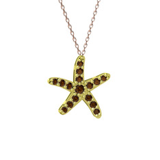 Denizyıldızı Kolye - Dumanlı kuvars 14 ayar altın kolye (40 cm rose altın rolo zincir) #bfs3o2