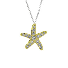 Denizyıldızı Kolye - Swarovski 18 ayar altın kolye (40 cm beyaz altın rolo zincir) #cv5o7d