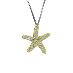 Denizyıldızı Kolye - Swarovski 14 ayar altın kolye (40 cm gümüş rolo zincir) #daztk3