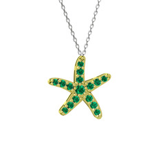 Denizyıldızı Kolye - Yeşil kuvars 18 ayar altın kolye (40 cm beyaz altın rolo zincir) #fasbs5