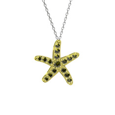 Denizyıldızı Kolye - Peridot 14 ayar altın kolye (40 cm gümüş rolo zincir) #jgu6xm