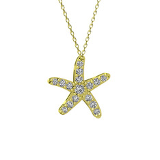 Denizyıldızı Kolye - Swarovski 18 ayar altın kolye (40 cm altın rolo zincir) #osgx9b