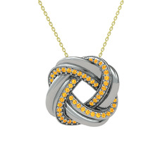Arvia Kolye - Sitrin 14 ayar beyaz altın kolye (40 cm altın rolo zincir) #114c43z