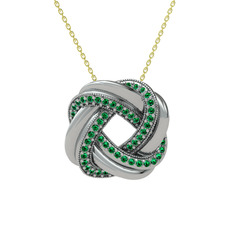 Arvia Kolye - Yeşil kuvars 14 ayar beyaz altın kolye (40 cm altın rolo zincir) #1d6ryd0