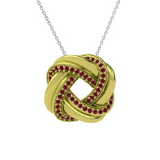 Arvia Kolye - Kök yakut 14 ayar altın kolye (40 cm beyaz altın rolo zincir) #1pwyjip