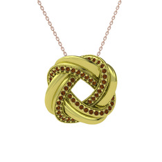 Arvia Kolye - Dumanlı kuvars 8 ayar altın kolye (40 cm rose altın rolo zincir) #85s030