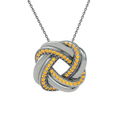 Arvia Kolye - Sitrin 8 ayar beyaz altın kolye (40 cm gümüş rolo zincir) #8pbz3g