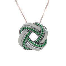 Arvia Kolye - Yeşil kuvars 8 ayar beyaz altın kolye (40 cm gümüş rolo zincir) #nebdb7