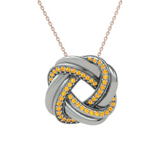 Arvia Kolye - Sitrin 925 ayar gümüş kolye (40 cm rose altın rolo zincir) #pt6yn4