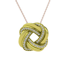 Arvia Kolye - Beyaz zirkon 925 ayar altın kaplama gümüş kolye (40 cm rose altın rolo zincir) #q531qs
