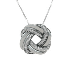 Arvia Kolye - Beyaz zirkon 8 ayar beyaz altın kolye (40 cm gümüş rolo zincir) #q6u3m3
