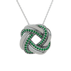 Arvia Kolye - Yeşil kuvars 925 ayar gümüş kolye (40 cm beyaz altın rolo zincir) #yym0l5