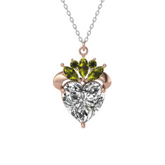 Swarovski ve peridot 18 ayar rose altın kolye (40 cm beyaz altın rolo zincir)