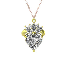 Kraliyet Kalp Kolye - Swarovski 18 ayar altın kolye (40 cm gümüş rolo zincir) #1rv37hc
