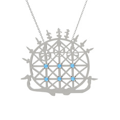 Güneş Kursu Kolye - Akuamarin 925 ayar gümüş kolye (40 cm gümüş rolo zincir) #16yezwt