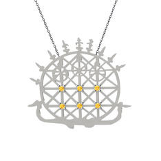 Güneş Kursu Kolye - Sitrin 925 ayar gümüş kolye (40 cm gümüş rolo zincir) #1765hmo