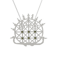 Güneş Kursu Kolye - Peridot 14 ayar beyaz altın kolye (40 cm beyaz altın rolo zincir) #1lcd8ln
