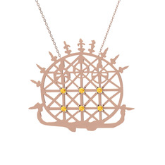 Güneş Kursu Kolye - Sitrin 14 ayar rose altın kolye (40 cm gümüş rolo zincir) #iqyaqq