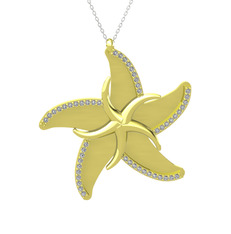Naia Denizyıldızı Kolye - Swarovski 14 ayar altın kolye (50 cm beyaz altın rolo zincir) #11exezd