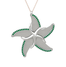 Naia Denizyıldızı Kolye - Yeşil kuvars 925 ayar gümüş kolye (50 cm rose altın rolo zincir) #1ccqmb9
