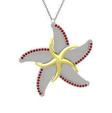 Naia Denizyıldızı Kolye - Garnet 8 ayar altın kolye (50 cm gümüş rolo zincir) #22au6z