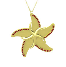 Naia Denizyıldızı Kolye - Garnet 8 ayar altın kolye (50 cm altın rolo zincir) #hdb420