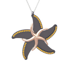 Naia Denizyıldızı Kolye - Sitrin 18 ayar rose altın kolye (50 cm beyaz altın rolo zincir) #mugpku
